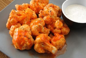 buffalo cauliflower close-up with sauce