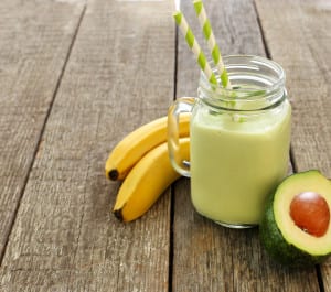 Delicious smoothie made out of avocado and banana