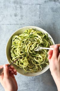 Zoodles and avocado pesto